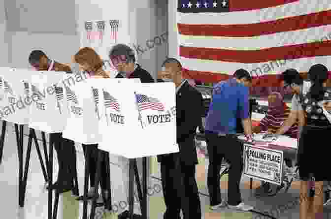 A Group Of People Voting In A Polling Station In The United States. The People Are Smiling And Holding Up Their The Clash Of The Two Americas Volume 1: The Unfinished Symphony